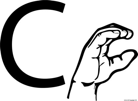 Asl Sign Language Letter C Coloring page Printable