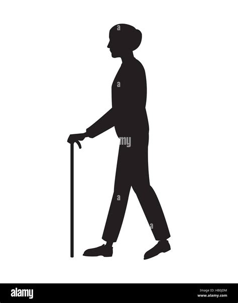 silhouette older man walking stick Stock Vector Image & Art - Alamy