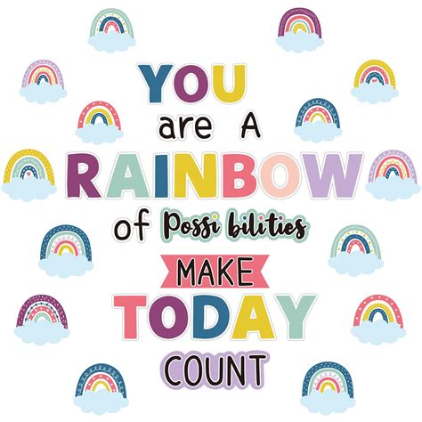 Motivational Rainbow Bulletin Board Cutouts Happy Sunshine Day ...