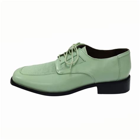 Men's Genuine Leather Oxford Style Cap Toe Dress Shoes, Mint Green ...