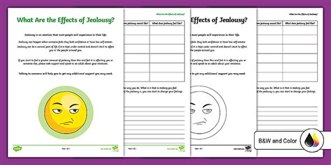 What Are the Effects of Jealousy? Activity Sheets 3rd-5th