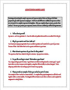 Sample Job Interview Questions Worksheet 的图像结果