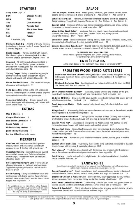 Menu - Copper Canyon Grill