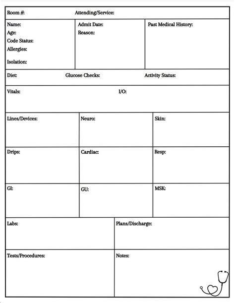 Nurse Report Sheet Printable, Instant Download, Daily To-do List, Daily ...