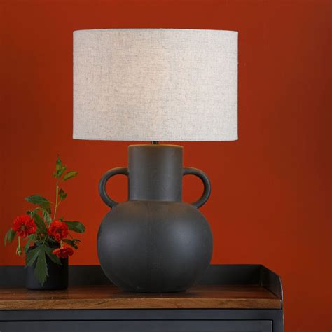 Urn Ceramic Table Lamp Black With Shade - Lightbox