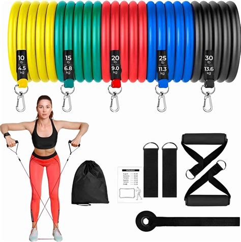 NORWICH ENTERPRISE T11 Pcs Resistance Band Exercise Toning Tube Set For ...
