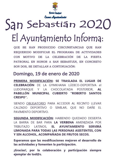 MODIFICACIÓN PROGRAMA "SAN SEBASTIÁN 2020"