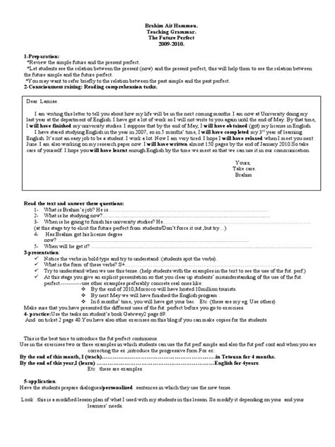 Future Perfect Lesson Plan 的图像结果