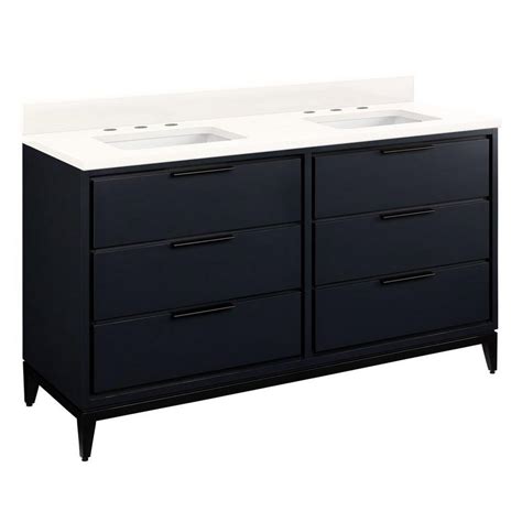 60" Hytes Mahogany Double Vanity With Rect Undermount Sinks - Midnight ...