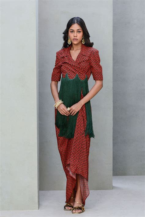 Rishi and Vibhuti - Forest Senorita Top And Skirt Set - Elahe
