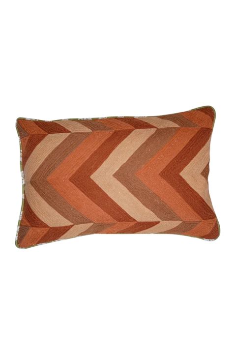 Rahat Chevron Rust Cushion Cover- 12"x 18" – Taran Living Jaipur