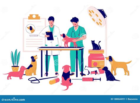 Veterinary Clinic Services, Vector Flat Style Design Illustration Stock ...
