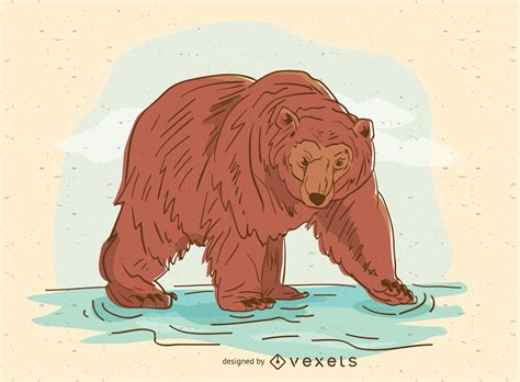 Descarga Vector De Ilustración De Oso Pardo Dibujado A Mano