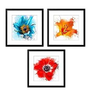 wallmantra Break Resistant Acrylic Glass Colorful Flowers Framed ...