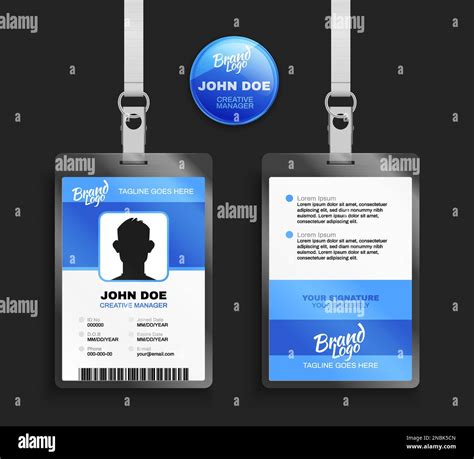 Realistic set of blue badge template front and back view of ...