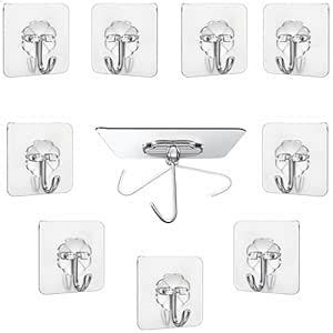 JIALTO 10 Pcs Adhesive Hooks Kitchen Wall Hooks-Heavy Duty 5 Kg (Max ...