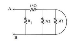 The equivalent resistance between A and B is 6 Ω. The value of R1 is
