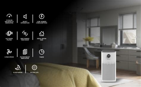 Honeywell Air Touch P2 Indoor Air Purifier. Anti-Bacterial, H13 HEPA ...
