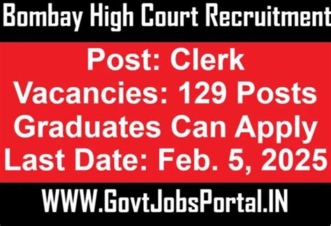 Bombay High Court Clerk Recruitment for 129 Clerk Posts | Govt Jobs in ...