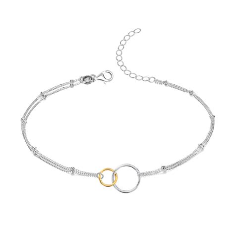 Buy 925 Sterling Silver 14K Yellow Gold-Plated Interlocking Adjustable ...