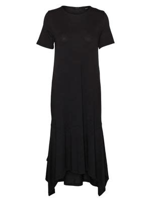 Asymmetric-Hem Midi T-Shirt Dress