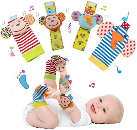 Baby Wrist Rattle Foot Finder Socks Set for Babies 0-3-6-12 Months ...
