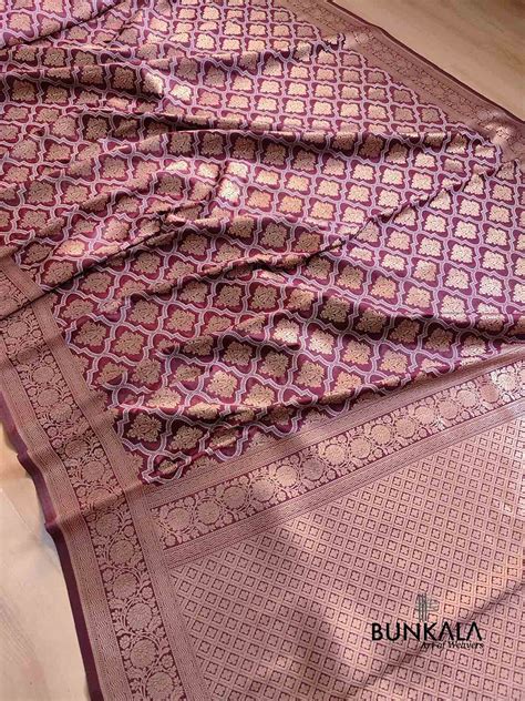 Shop Wine Silk Banarasi Saree – BUNKALA
