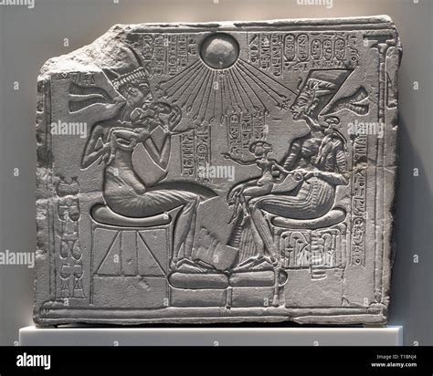 Berlin. Germany. House altar (shrine stela) depicting Egyptain Pharaoh ...