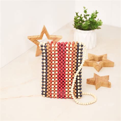 Accessorize London Women's Multi Wooden Beaded Phone Pouch ...