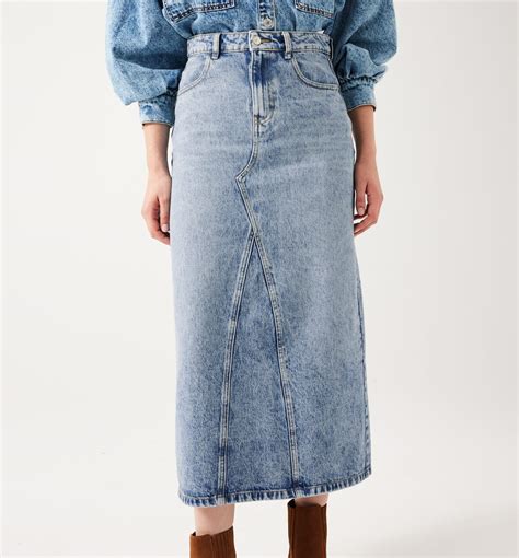 Mid-length denim skirt - Medium denim