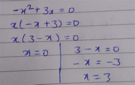 solve by factorization method 3x-x²=0 step by step explain it - Brainly.in