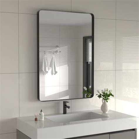 PAIHOME 22-in W x 30-in H Rectangle Black Framed Wall Mirror in the ...