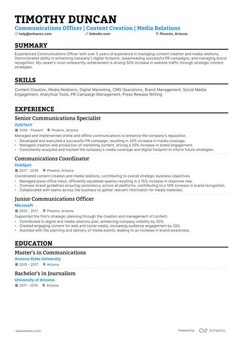 10 Communications Officer Resume Examples & Guide for 2026
