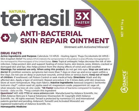 Terrasil Antibacterial Skin Repair Cream - Natural Treatment for Fissures, Folliculitis, Angular ...