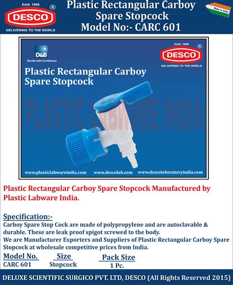 Plastic Rectungular Carboy Spare Stop Cock - Manufacturers, Vendors ...