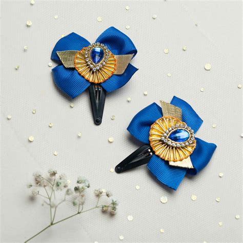 Navy blue and Gold Tic tacs with stone -Set of 2. – ribboncandy.in