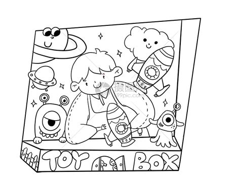 儿童节男孩玩玩具简笔画插画图片下载-正版图片401743979-摄图网