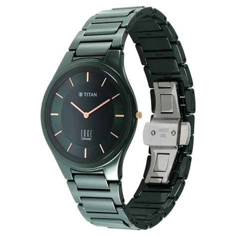 Buy Online Titan Edge Ceramic Slim Ceramic Strap Glossy Green Dial ...