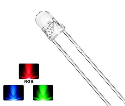 Buy Wizzo {100 Pieces) Transparent RGB LED 5mm 3V DC 2 Pin Light ...