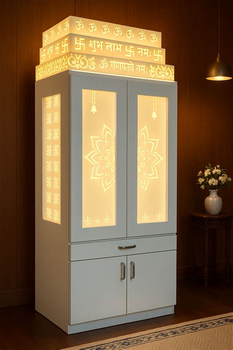 7 ft Home Temple with Doors Corian | Satguru Creations
