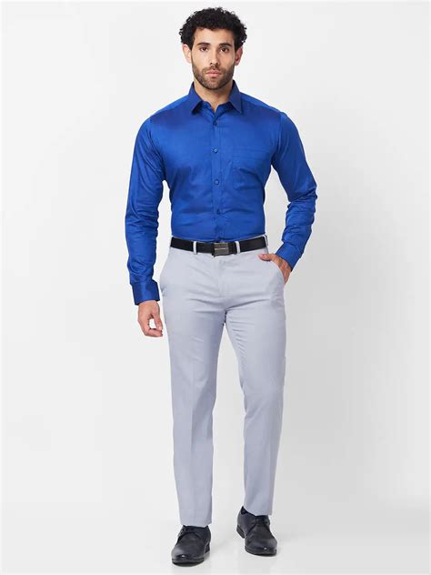 Raymond Men Blue Structure Slim Fit Cotton Shirt – MyRaymond