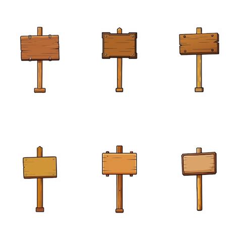 Set de panneaux en bois panneau en bois vintage médiéval sur poteau ...