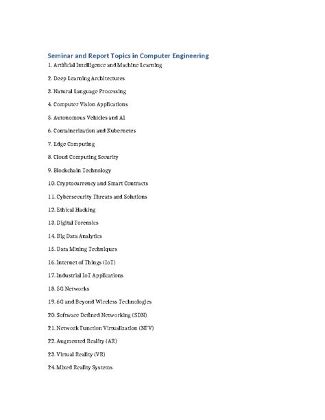 Computer Engineering Seminar Topics: AI, IoT, Cloud & More - Studocu