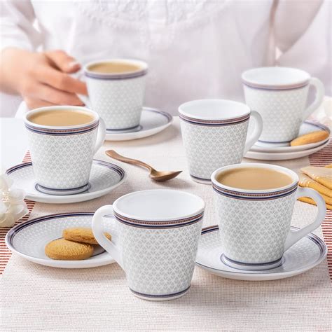 Larah by BOROSIL Premia Series Starlight 12pc Opalware Tea/Coffee Mug ...