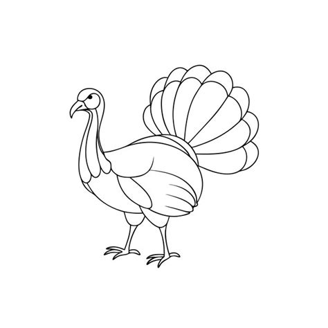 Single line drawing of turkey bird for coloring page | Premium Vector