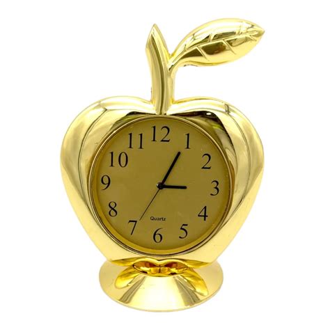 HMT FASHION Golden Apple Shape Table Clock for Office, Office Desk ...