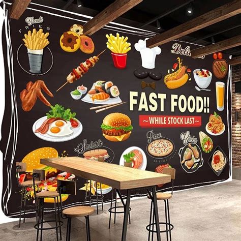 Fast Food Restaurant Wallpaper Restaurant Wallpaper Cafe - Etsy India