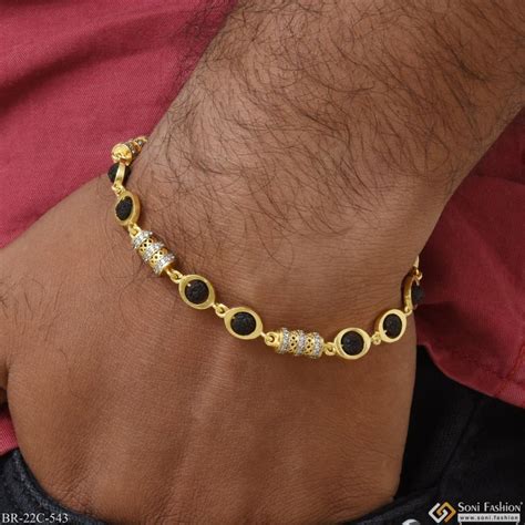 1 Gram Gold Plated with Diamond Funky Design Rudraksha Bracelet for Me ...
