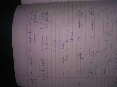 a boat covers 14 kms in upstream and 20 kms downstream in 7 hours.also ...