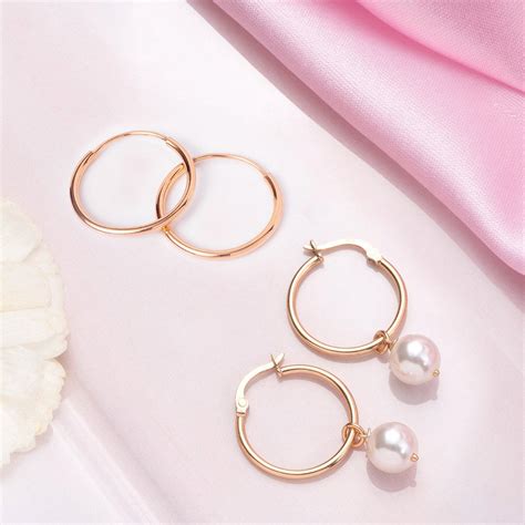 Radiant Duo 925 Sterling Silver Rose Gold-Plated Double Hoop Earrings ...